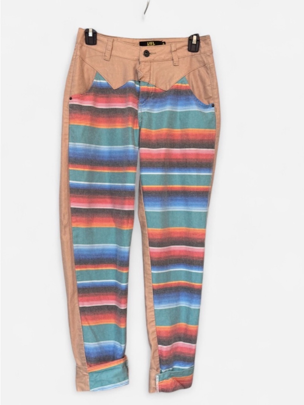 L&B Multicolor Striped Ankle Chinos with Tan Panels